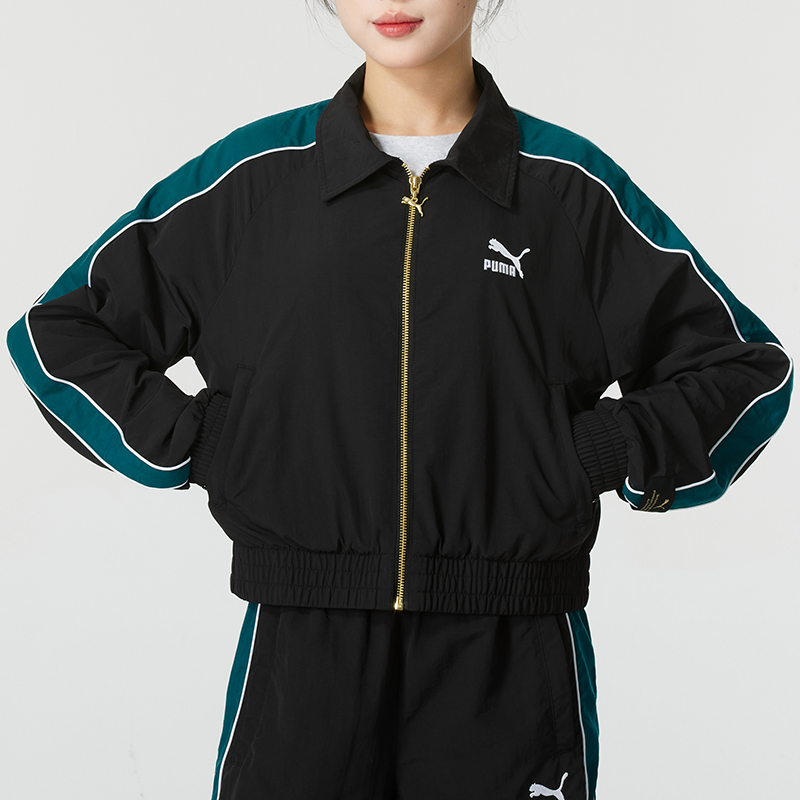 彪马(PUMA)外套女装新款梭织夹克撞色拼接运动服休闲透气立领外套629113-01 ZP高清大图