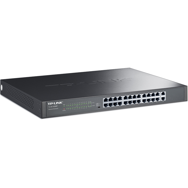 TP-LINK 24口百兆PoE交换机 千兆上联以太网交换机 监控网络网线分线器 2个千兆口 TL-SL1226MP高清大图