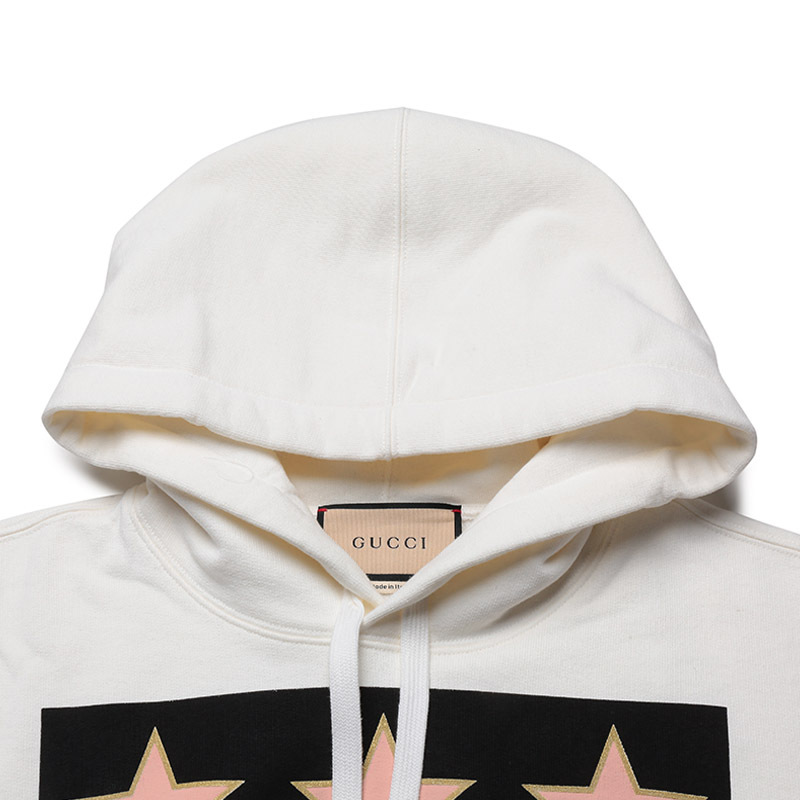 古驰 gucci 男士棉质星星印花宽松版连帽长袖卫衣运动衫646953 xjeqh