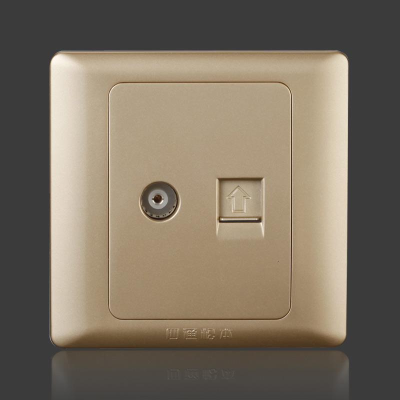 86型暗装电脑网线插座香槟网线插口网络插座电脑插座面板6默认尺寸