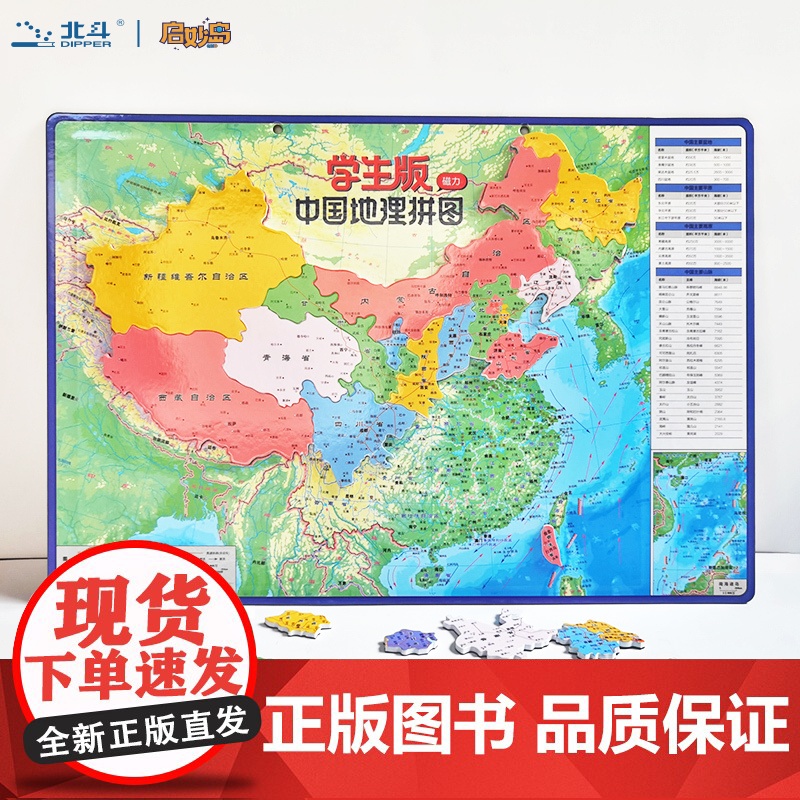 [正版]中国+世界地理拼图·学生马卡龙版(政区+地形)(全新超厚版)大号 学生版世界地图高清大图