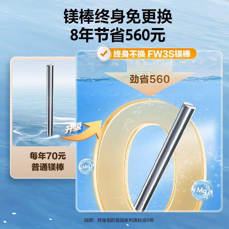 万家乐 电热水器50升 家用储水式 内胆免清洗 镁棒免换 洗澡出水断电 3000W速热一级能效D50-FW3S高清大图