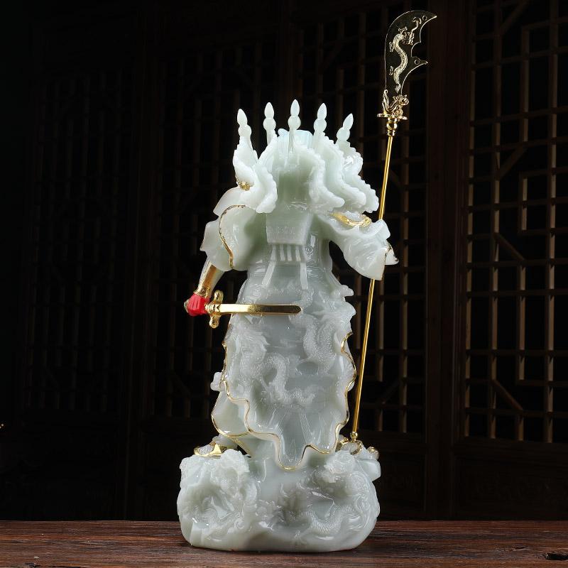 美帮汇九龙关公摆件玉关公关二哥神像玉石关羽武关公像供奉高清大图