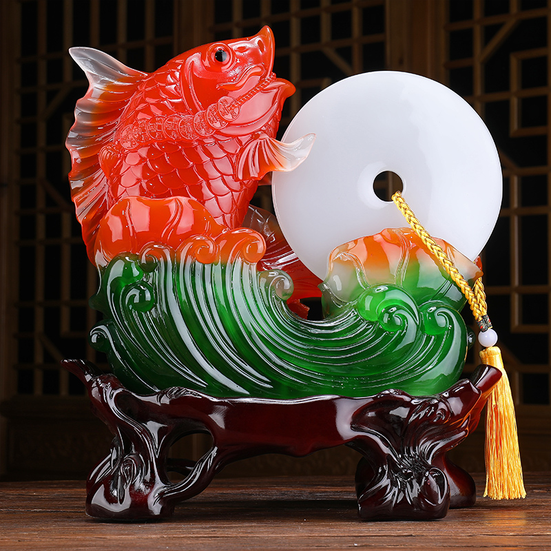 美帮汇鱼跃龙摆件电视柜客厅中式厅隔断家居房间新年布置酒柜装饰品高清大图