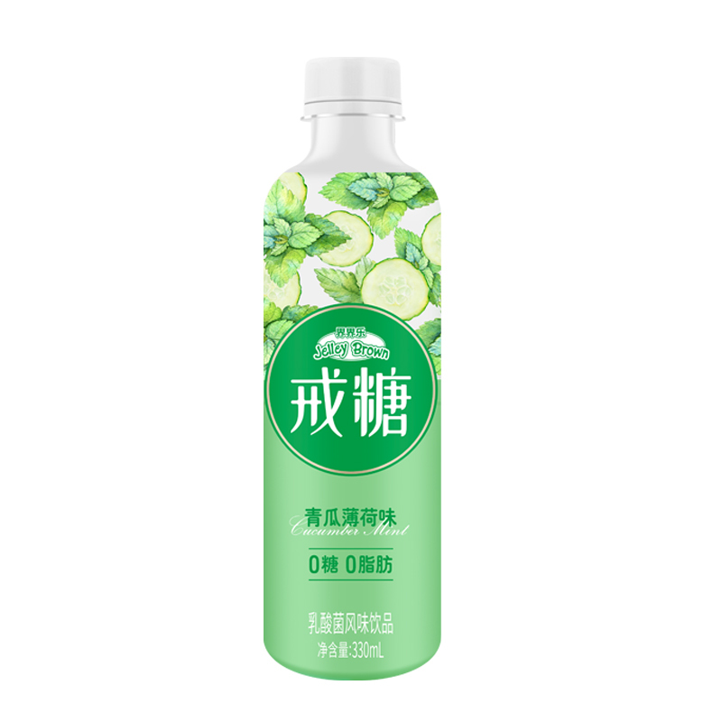 界界乐(Jelley Brown)戒糖 乳酸菌风味饮品果汁 青瓜薄荷味 330ml*6瓶