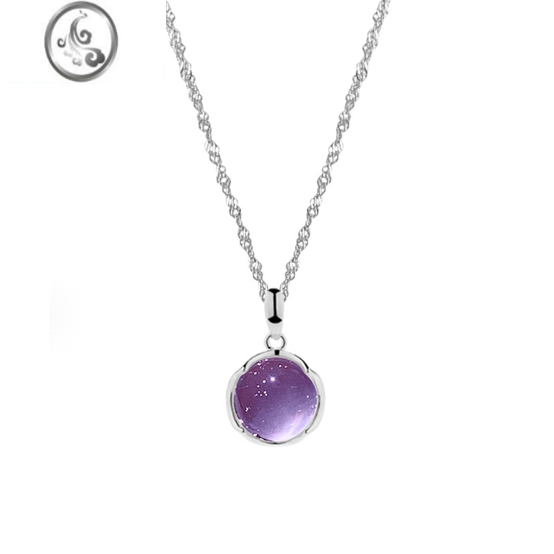 jimi白昼集紫水晶项链吊坠银银女不掉色饰品轻奢小众闺蜜生日礼物实用
