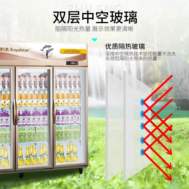 荣事达 经济款 风冷饮料柜上机组 商用展示柜 立式陈列柜 冰柜 冷藏保鲜柜 商用冷柜 啤酒柜 饮料柜LC-1800CF