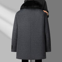 鄂尔多斯羊绒大衣中长款100%羊绒大衣皮尔卡丹恒源祥冬季男士羊毛呢子外套可拆卸羽绒内胆真毛领抗寒外套 可拆卸羽绒内胆 170/84A