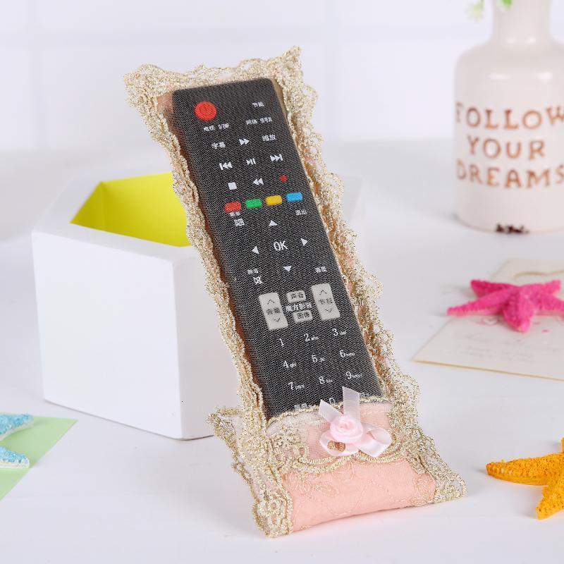 森美人欧式布艺遥控器保护套蕾丝刺绣防尘罩电视空调机顶盒遥控套 金粉世家大号