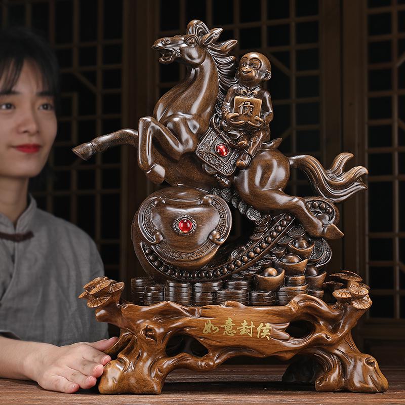 美帮汇马上封侯摆件猴十二12生肖马猴子工艺品骑马 办公室摆设高清大图