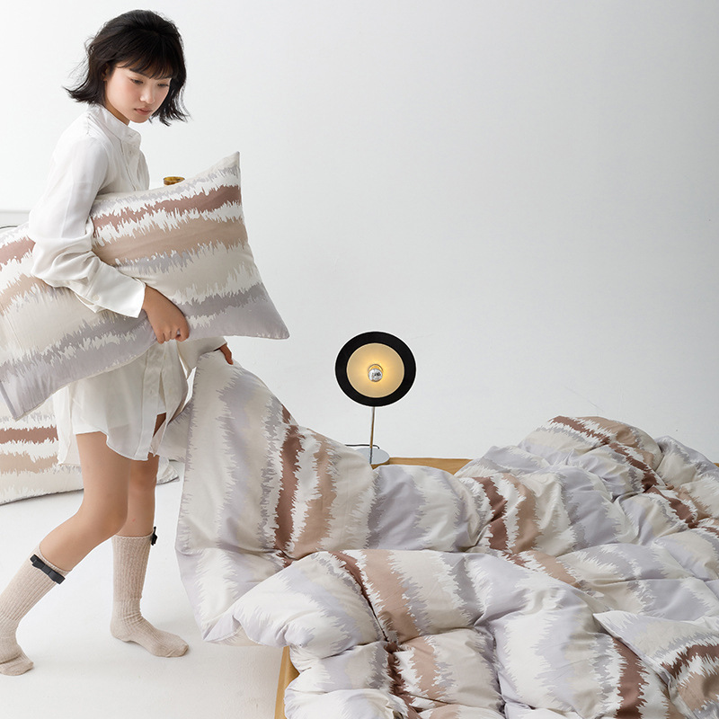 渐变色四件套40支全棉被套南通床单被套床上三件套床笠