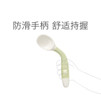 babycare宝宝学吃饭训练勺子弯头叉勺套装婴儿辅食勺弯曲儿童餐具-洛克黄