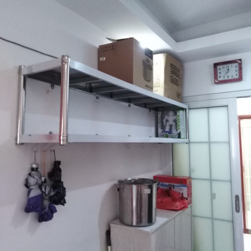 不锈钢厨房墙壁式置物架托壁挂式收纳架子上吊架调味架上墙展示架收纳层架 三维工匠高清大图