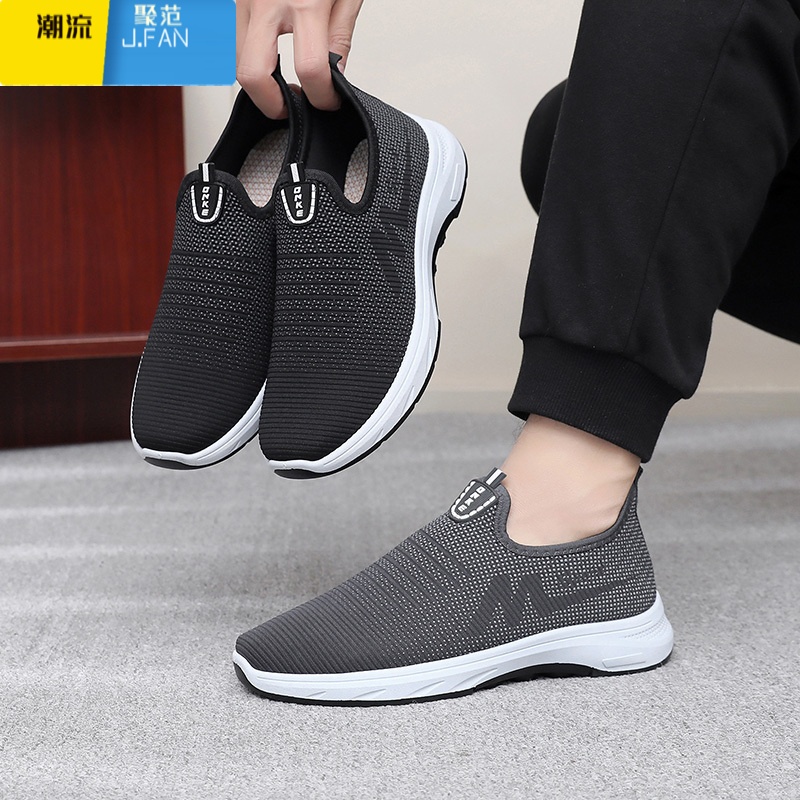 聚范2024新款老北京布鞋男鞋运动休闲鞋透气爸爸鞋一脚蹬老人鞋高清大图