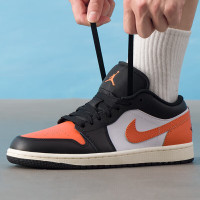耐克（NIKE）男鞋新款Air Jordan 1 Low AJ1低帮舒适运动鞋耐磨篮球鞋553558-166 ZP 553558-081/黑色/橙红 42.5