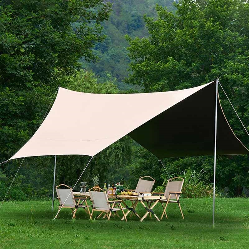 闪电客加大天幕帐篷户外露营野餐沙滩遮阳防晒加厚黑胶牛津布便携式