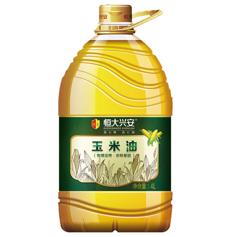 恒大兴安 非转基因纯正玉米胚芽油 4L 物理压榨 家庭桶装食用油 清淡不油腻