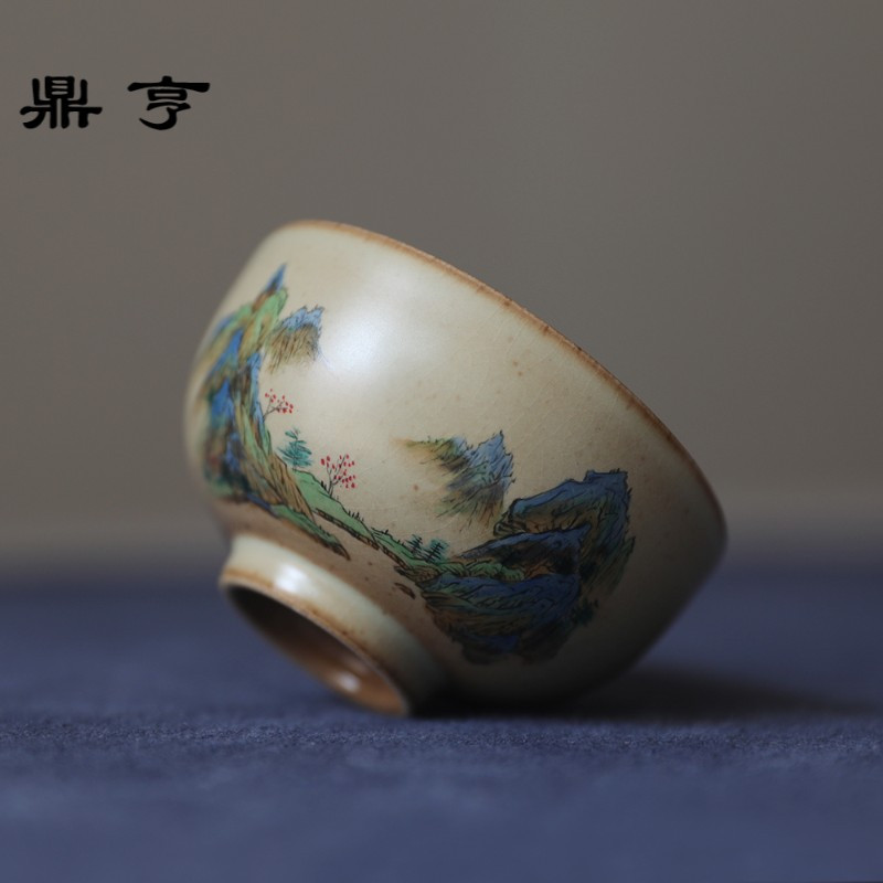 鼎亨春泥仿柴烧全手工粗陶景德镇陶瓷主人杯品茗杯泡茶杯开片功夫