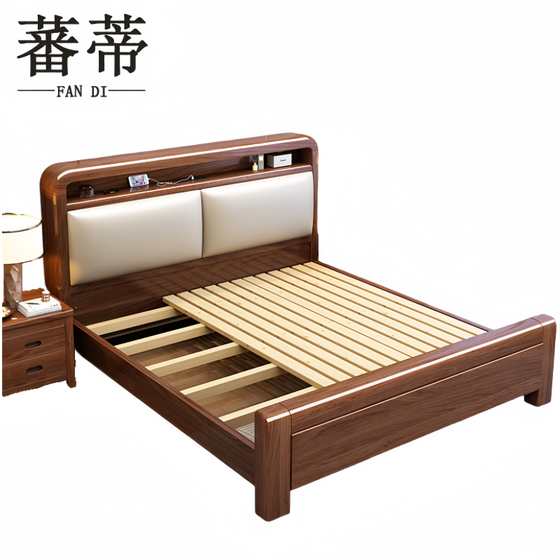 蕃蒂实木床1.5m张高清大图