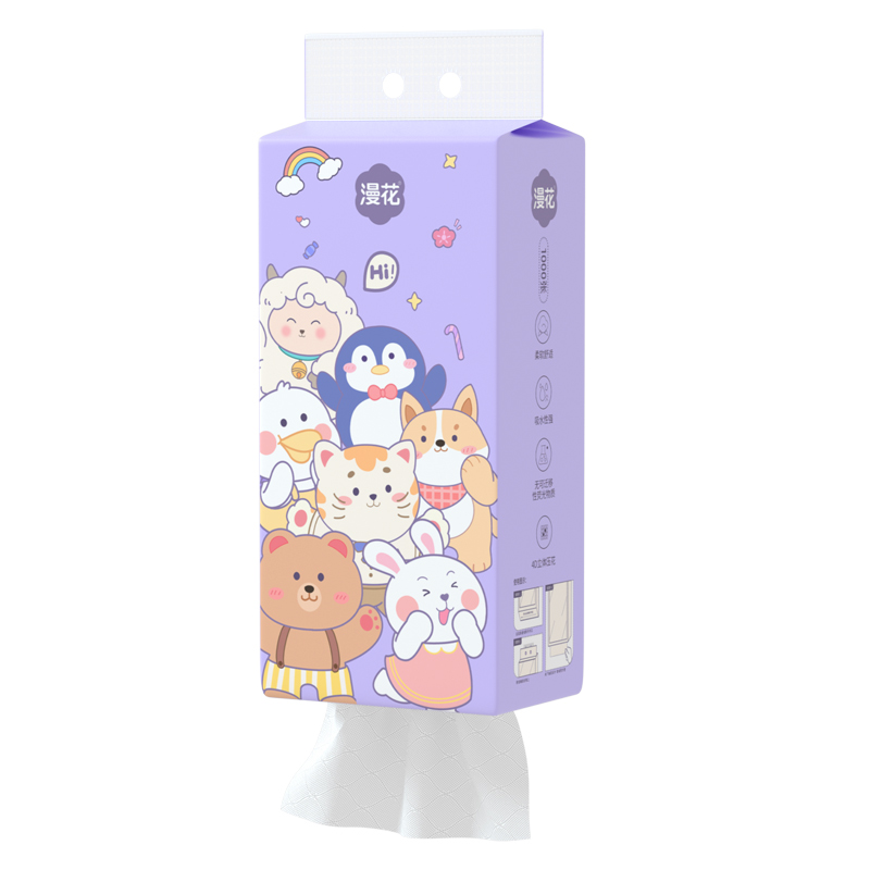 [囤货装10提送3个挂钩] [正版]漫花10提挂抽纸巾抽纸家用整箱实惠装悬挂式厕纸擦手面巾纸卫生纸高清大图