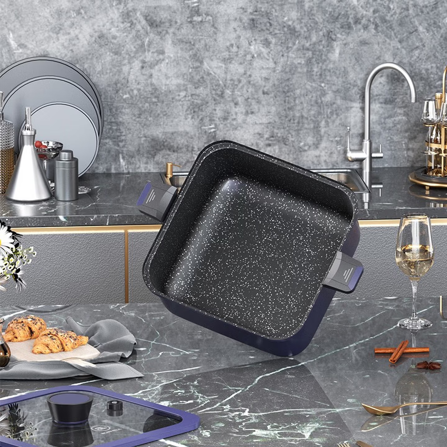 巴米樂BAMILE多功能健康不粘炒锅铸铁厚底导热快易清洗高清大图