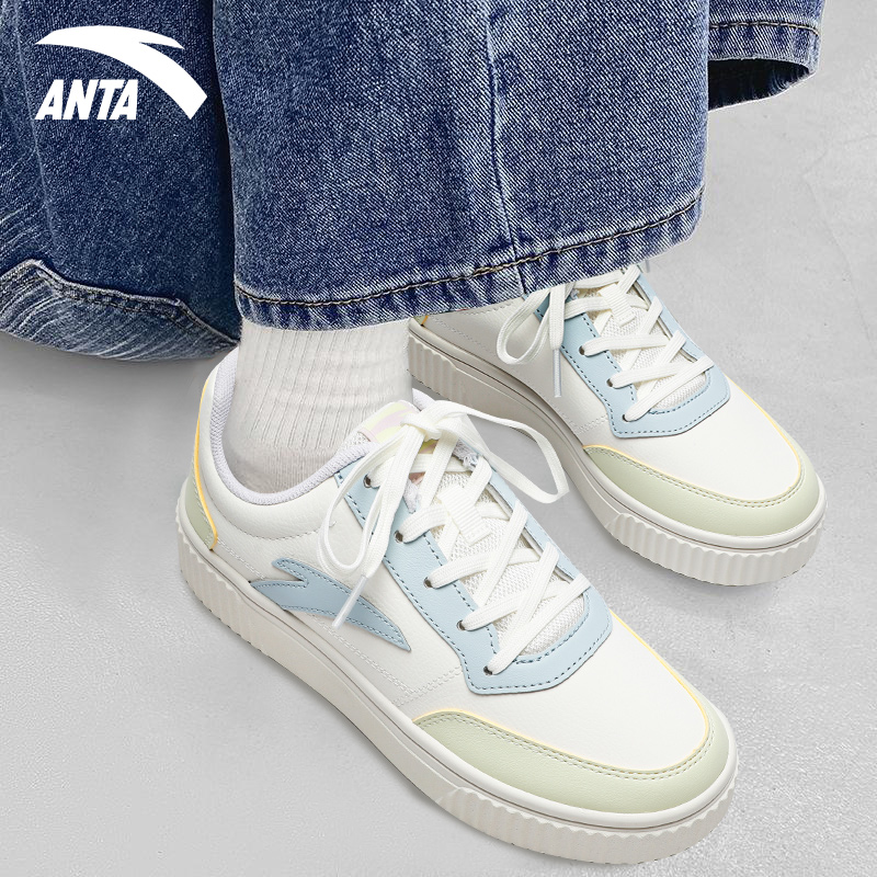 安踏饼干鞋板鞋男女2022秋季新款白色厚底小白鞋运动鞋潮