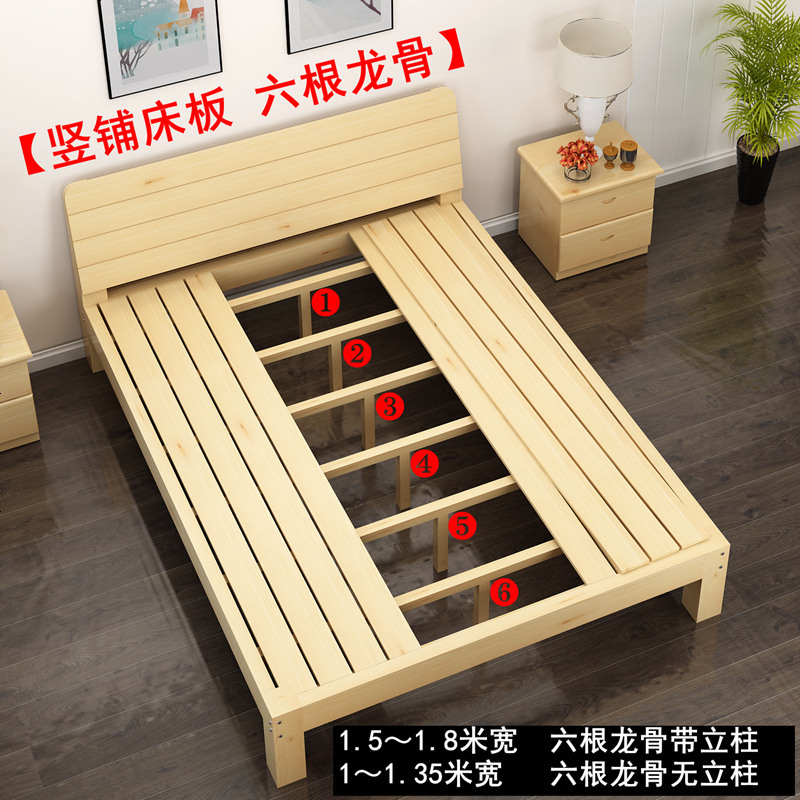 实木床15米松木双人床18米经济型现代简约出租房简易12m单人床1500mm