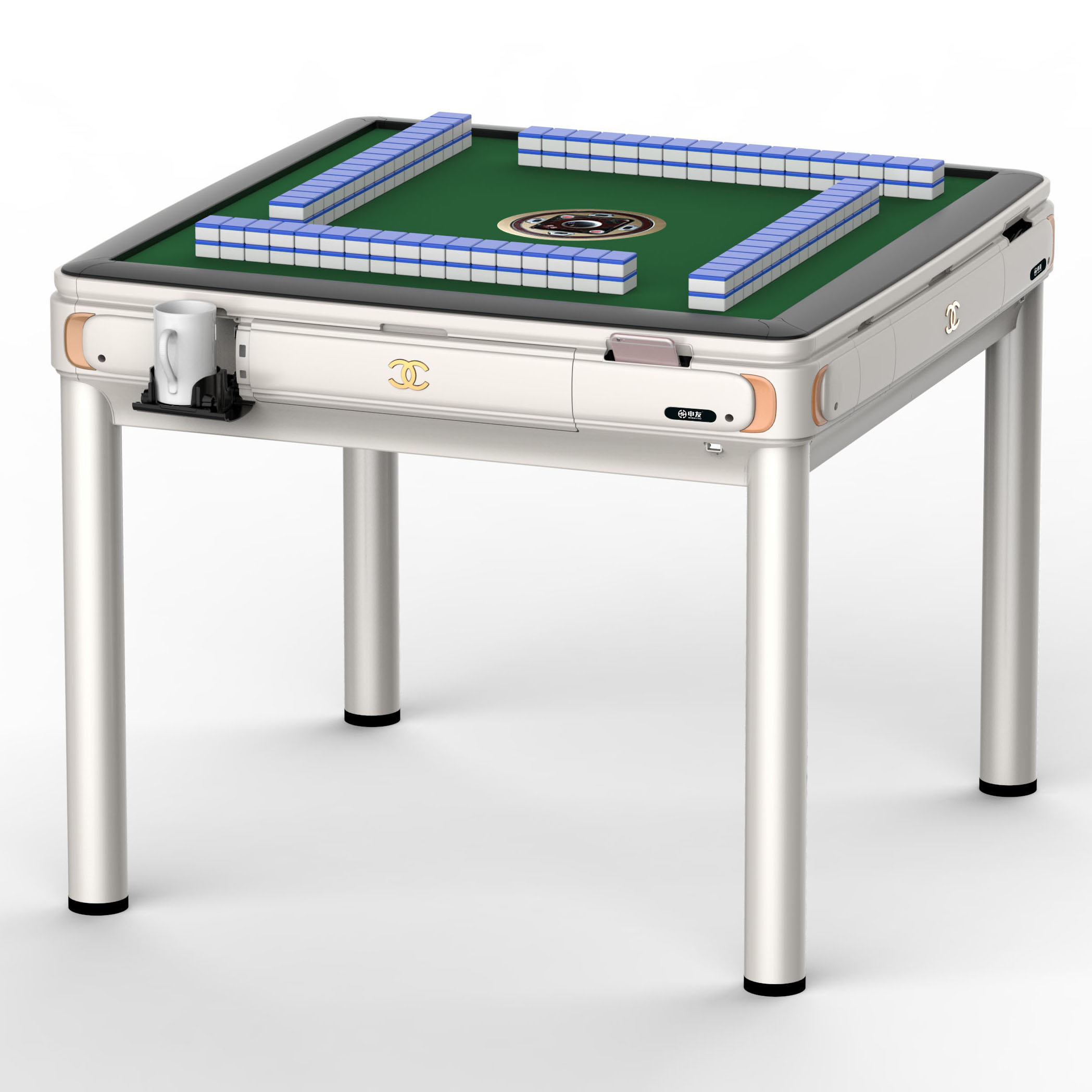 沃盛 全自动麻将机 仿木纹深色 黑色或白色麻将桌 中式餐桌 配盖板和