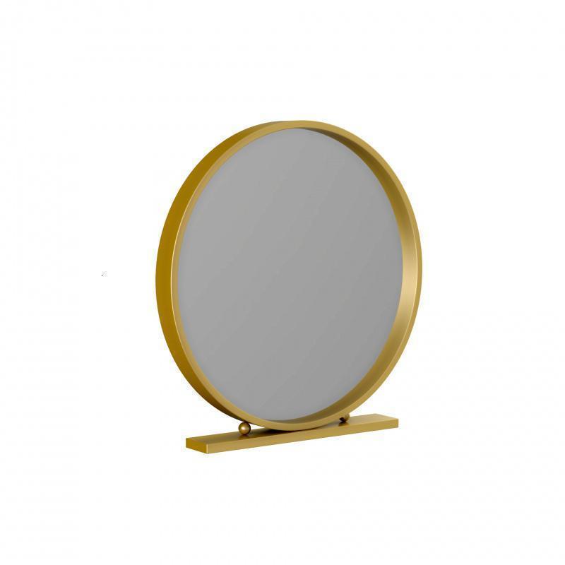 森美人化妆镜子简约创意北欧铁艺金色圆形卧室梳妆镜桌面镜公主台式镜高清大图