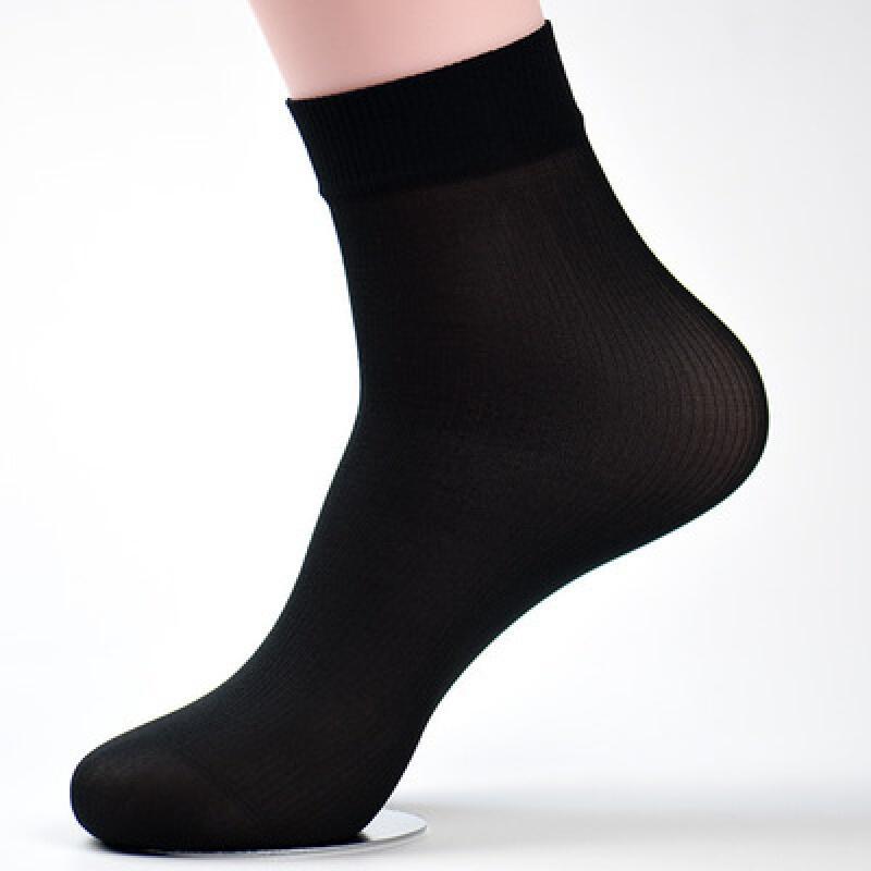 20双男士丝袜夏季薄款中筒袜竹炭冰丝透气商务丝光运动男袜子黑色20双
