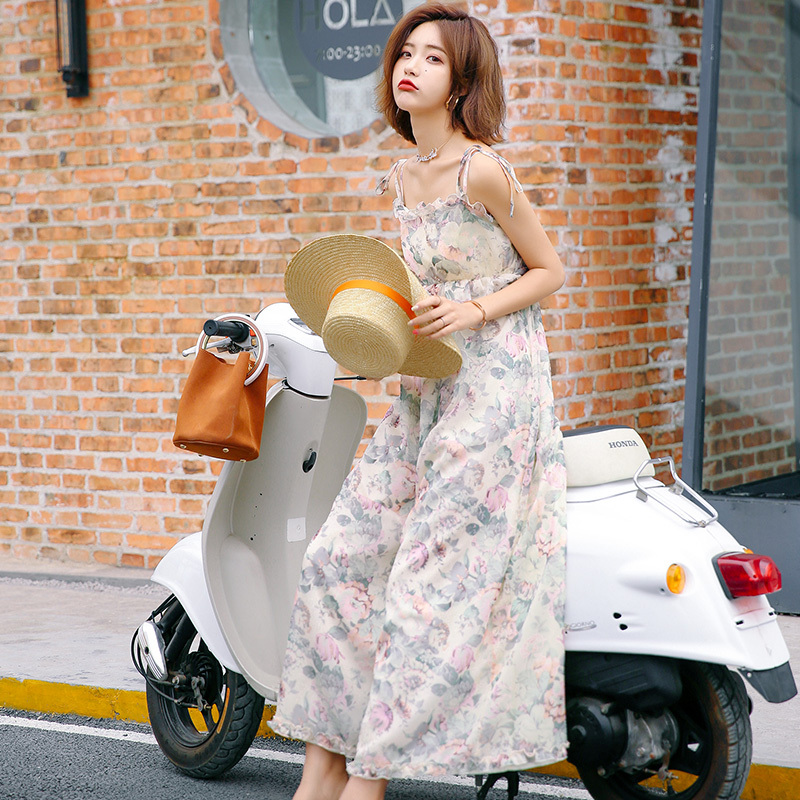 带一字肩连体裤女装夏款女士新品高腰显瘦雪纺阔腿长裤休闲裤子