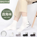 舒跑袜子男中筒夏季薄款无骨舒适网眼透气吸汗纯色不掉跟直角袜