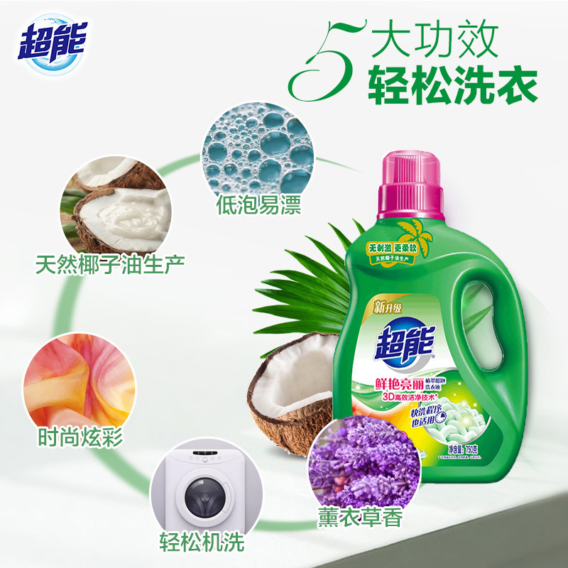 WQSC超能低泡植萃洗衣液750g1瓶