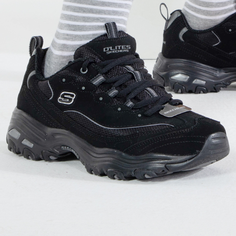 Skechers/斯凯奇男鞋新款复古厚底熊猫鞋轻质缓震运动休闲鞋52675-BBK ZP