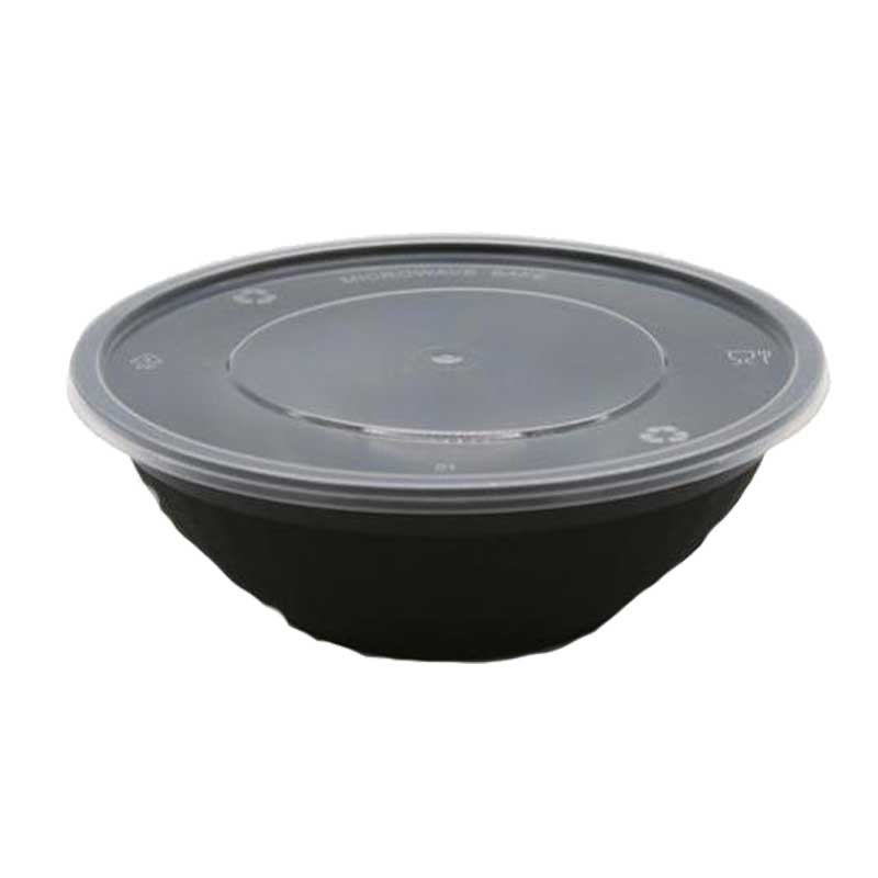 儵忽 一次性单格黑色圆形密封盖打包盒 RY-NB-900 900ml 400套/ 1箱