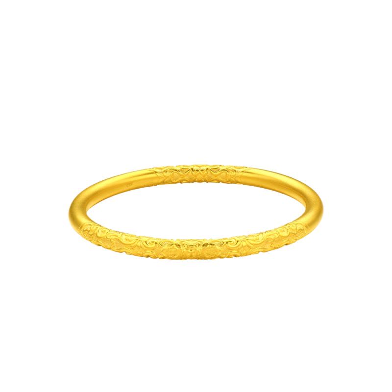周大福 经典传承系列 足金黄金手镯寓意卷草纹(工费:3180计价)F233105图片