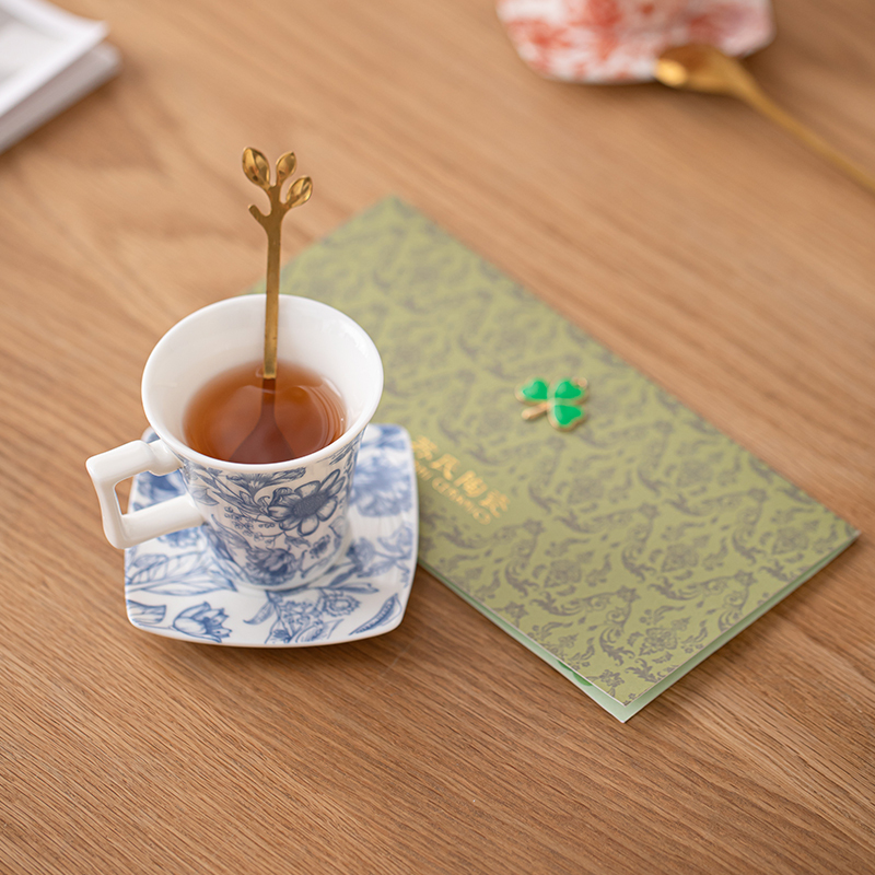 苏氏陶瓷(SUSHI CERAMICS)咖啡杯蝶勺百花高档精致陶瓷杯子轻奢高级感下午茶具盒装礼物