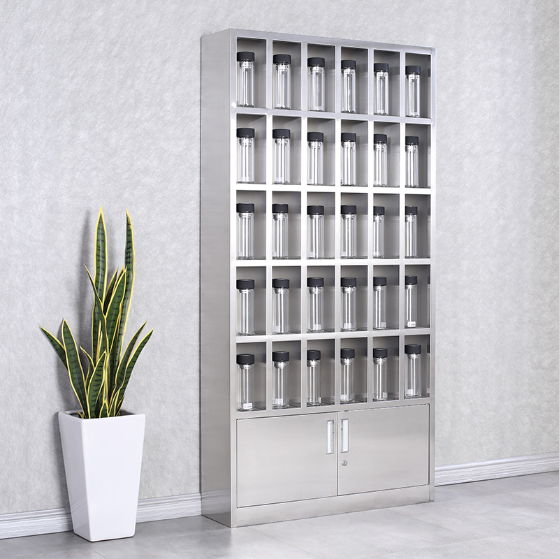 全简家具水杯柜茶水柜员工碗柜水杯存放柜钢制储物柜30格高清大图