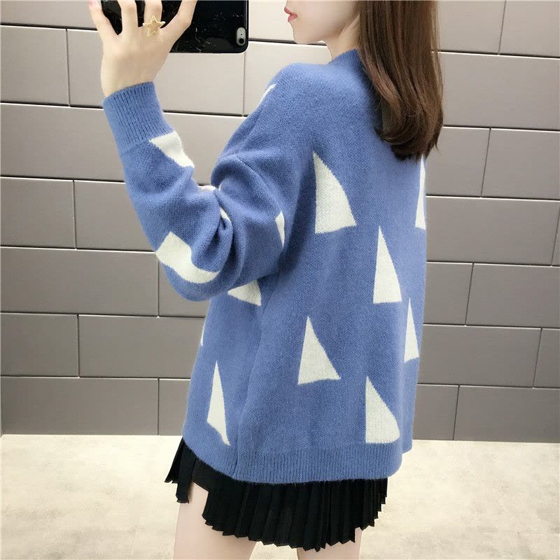 欧乐鑫慵懒风毛衣外套女韩版宽松bf复古ins网红秋冬季新款2019针织开衫图片