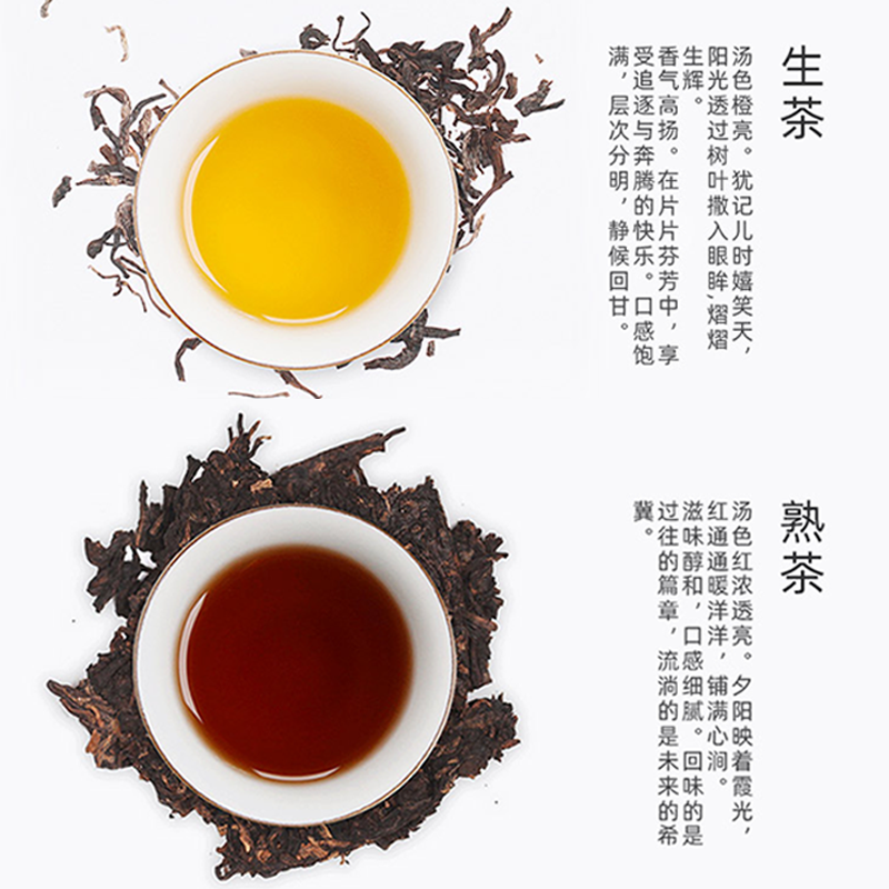 大益茶普洱茶礼盒福禄双喜礼盒装一生一熟组合714g茶叶礼盒