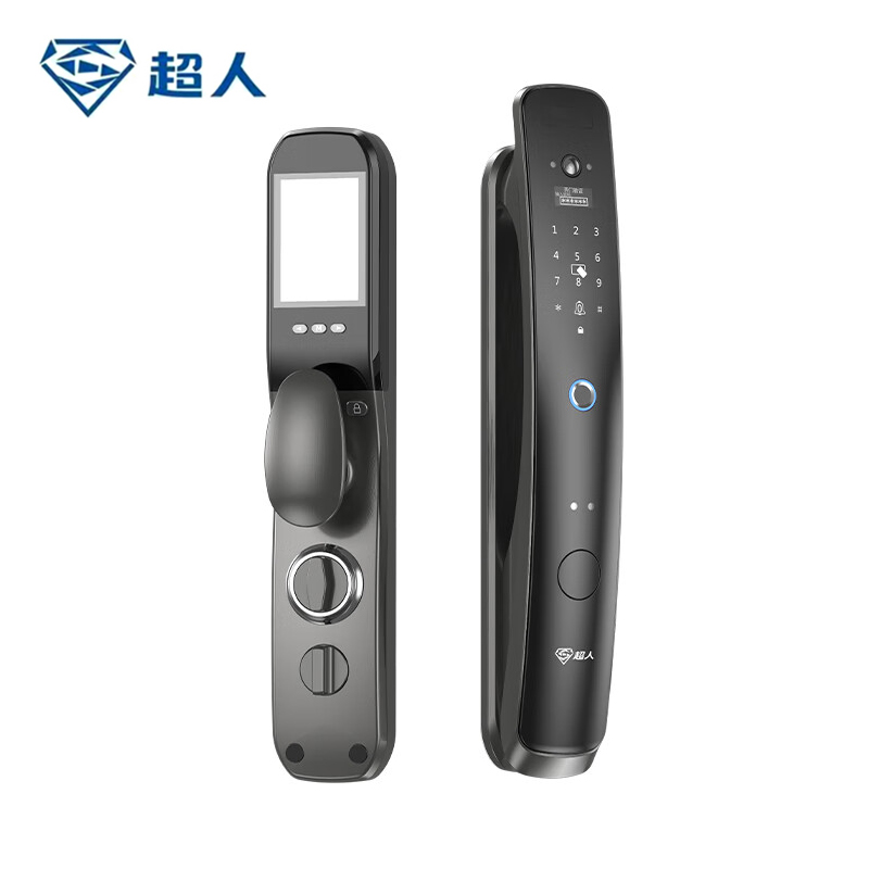 超人Q9-RM全自动指纹锁家用防盗门电子锁3D人脸识别密码开锁 枪黑色 套