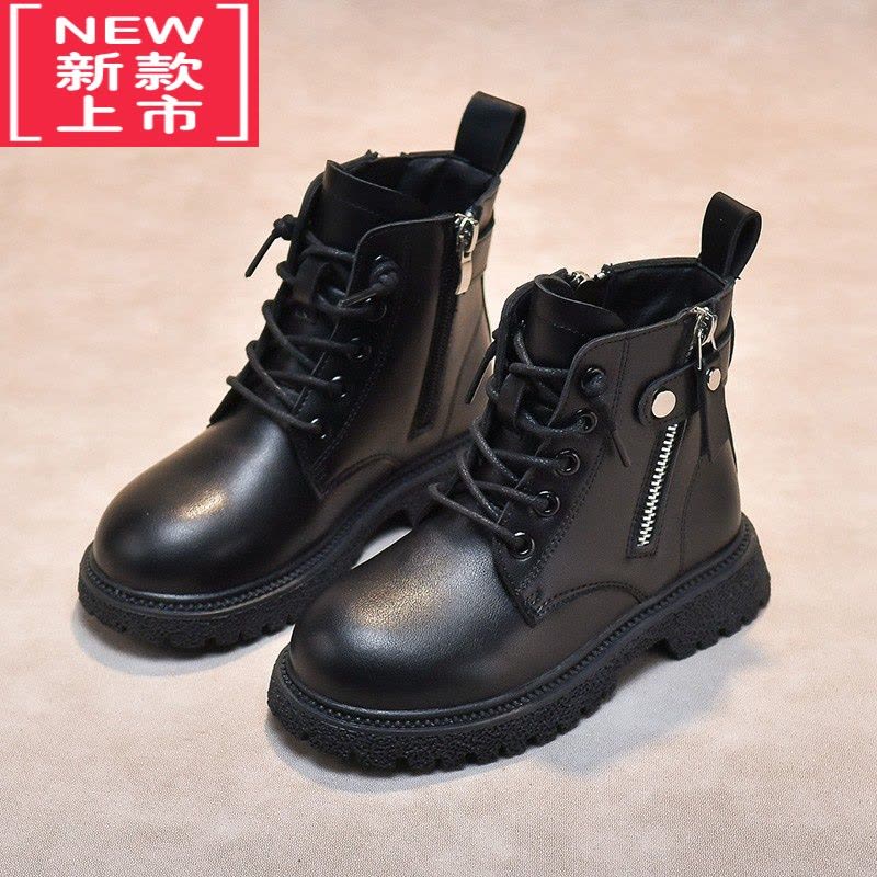 可莉允女童鞋马丁靴2022新款秋季儿童靴子秋冬款宝小女孩加绒二棉鞋短靴图片