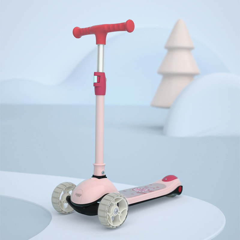 贝恩施儿童滑板车四挡调节可折叠123612岁宝宝单脚踏板溜溜车小孩玩具