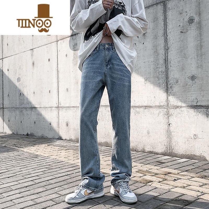 YANXU复古高街美式牛仔裤男士休闲长裤潮牌宽松夏季直筒裤子男款款高清大图