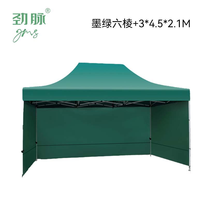 劲脉 三面防雨帐篷 墨绿六棱+3*4.5*2.1M 顶高清大图