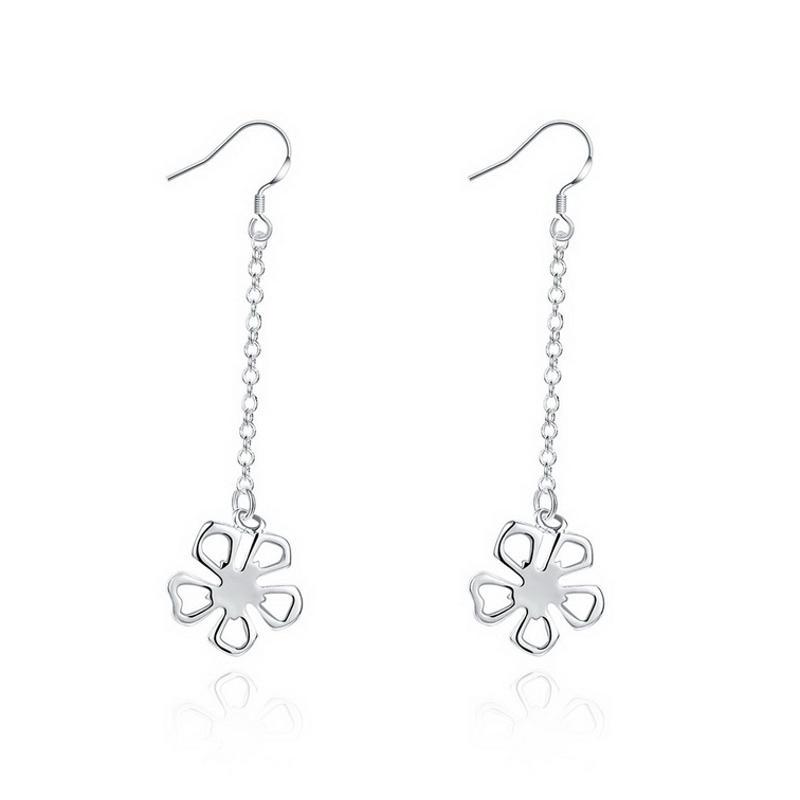 E089Women silver plated earring镀925纯银长款时尚个性耳环饰品