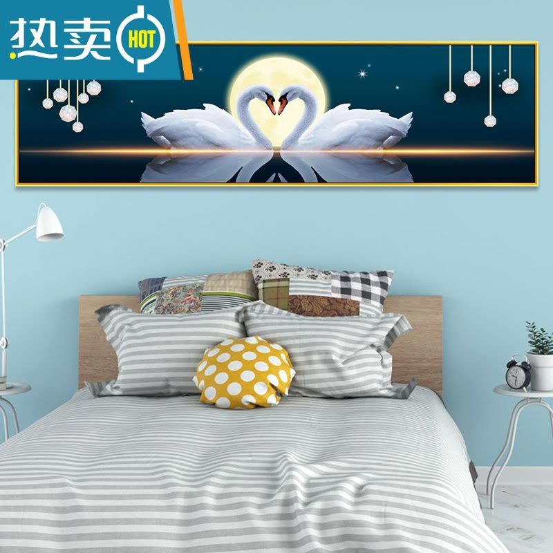 敬平北欧自粘装饰浪漫墙纸卧室房间床头天鹅装饰画简约背景墙客厅壁画装饰画图片