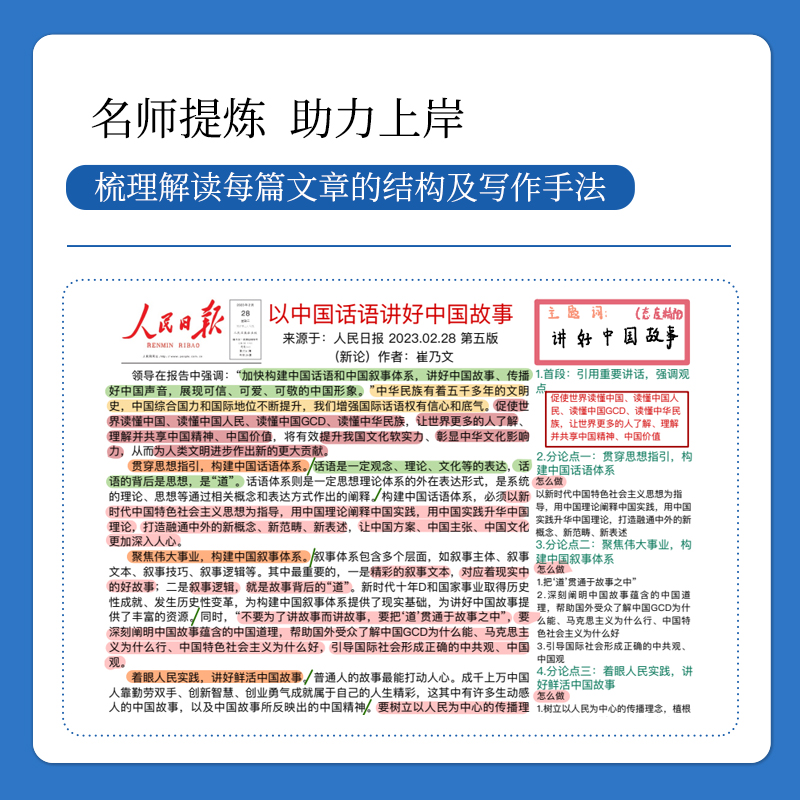 申论时评范文101篇(各大报社热评) [正版]2023人民日报申论范文精选人民时评经典范文含写作结构分析高清大图