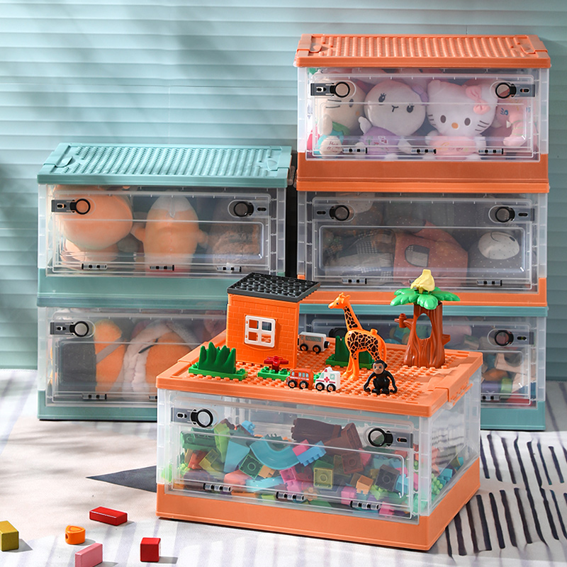 禧天龙塑料玩具收纳箱衣物柜折叠整理箱家用储物箱大号侧开门折叠箱手办收纳盒子高清大图