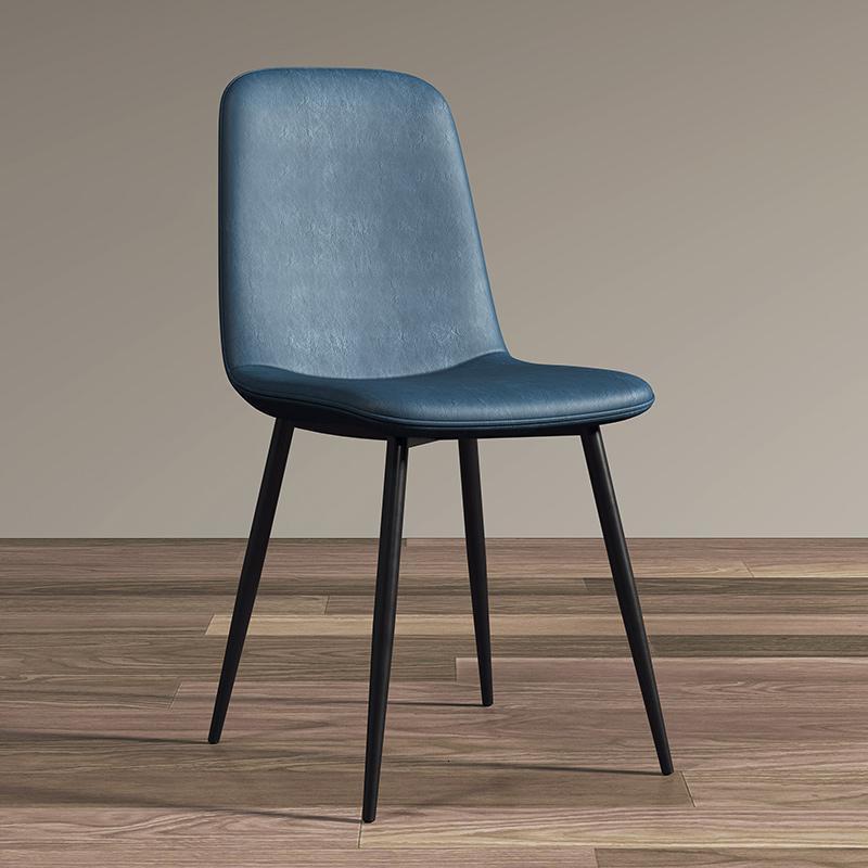 汐岩北欧轻奢餐椅现代简约靠背休闲餐厅咖啡厅电脑家用桌椅凳子 黑腿蓝色